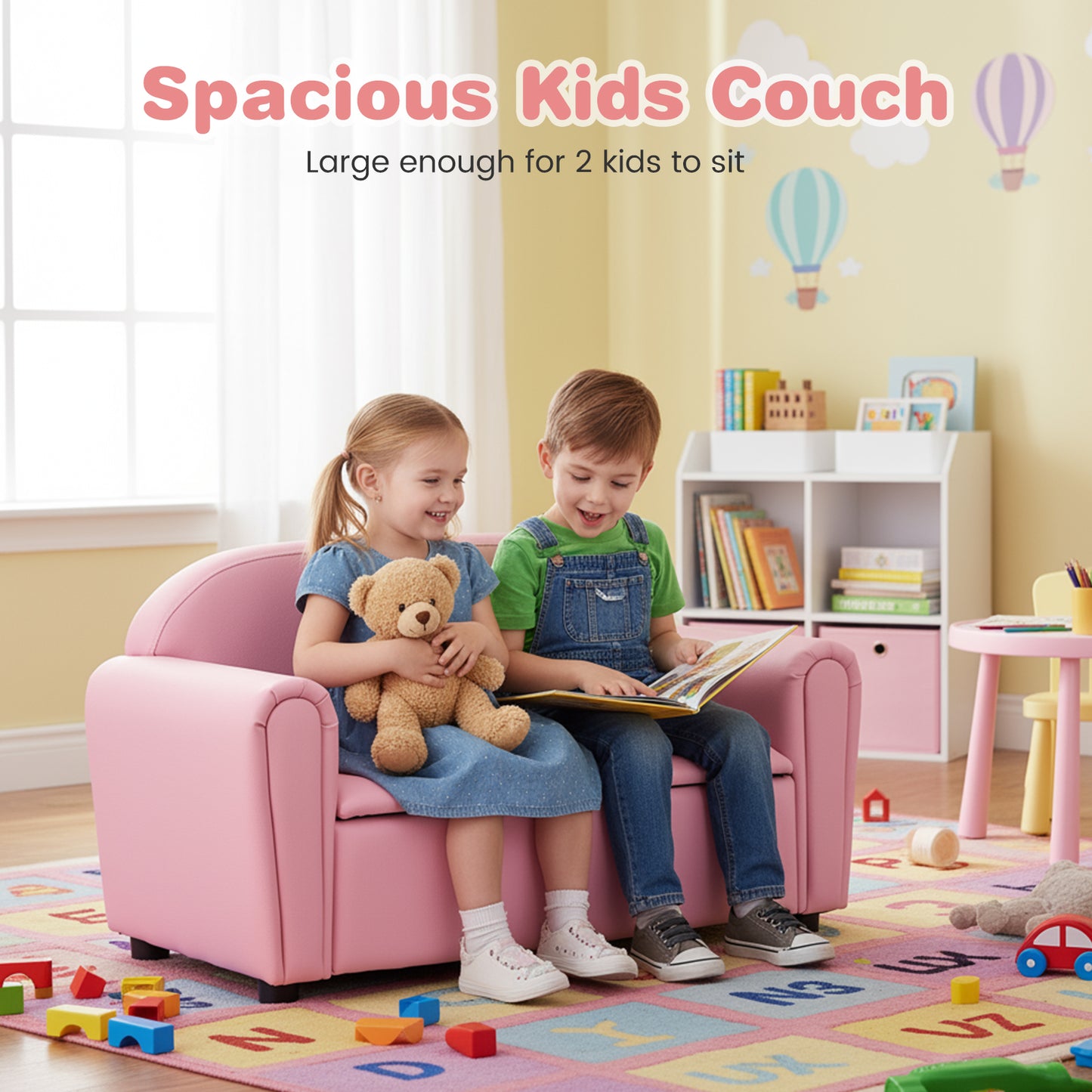 Kids Armrest Sofa Chair with Storage - Brown