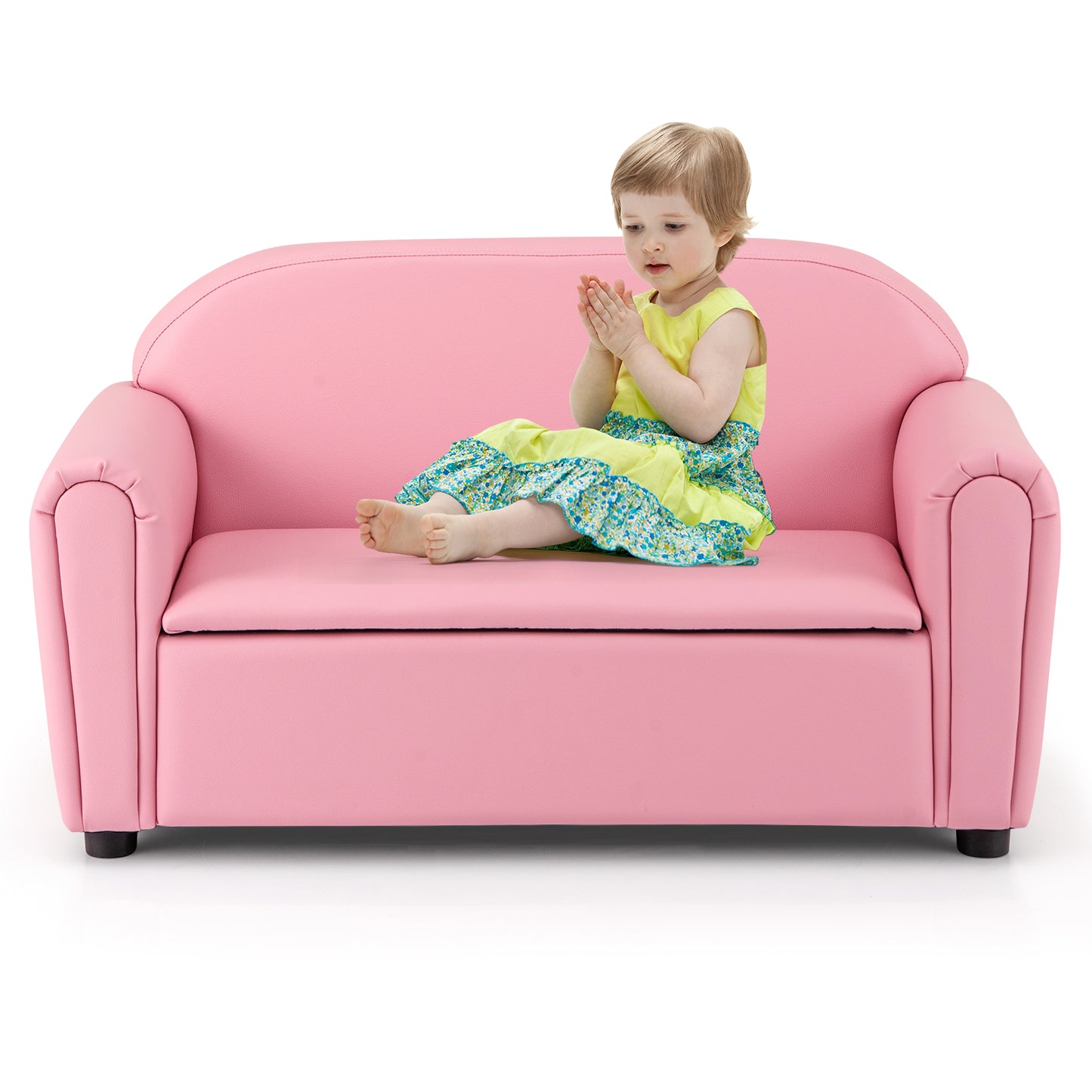 Kids Armrest Sofa Chair with Storage - Brown