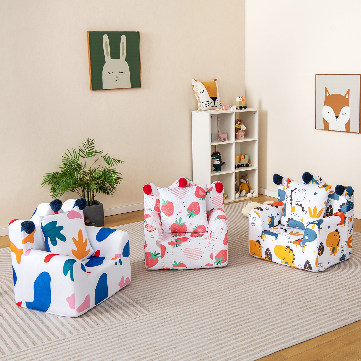 Kids Sofa Chair with Armrest and Pillow - Blue