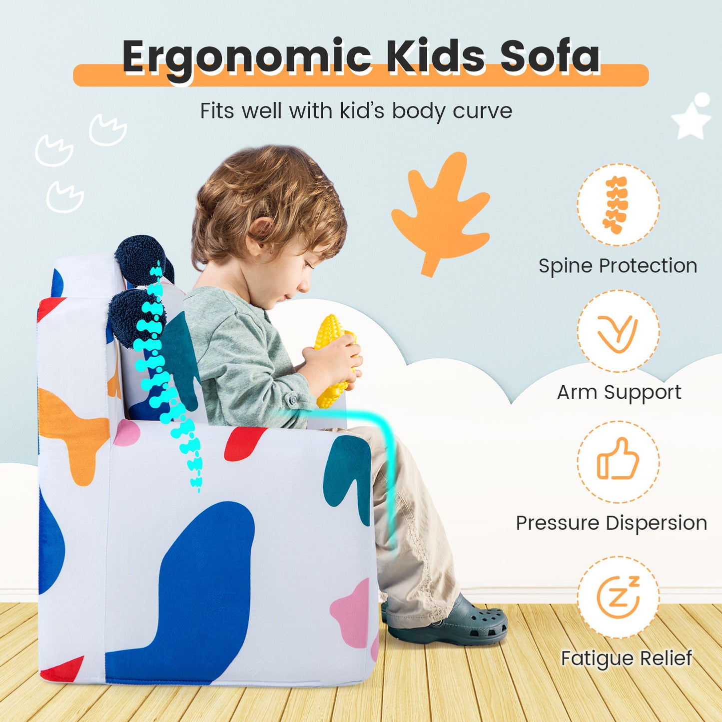 Kids Sofa Chair with Armrest and Pillow - Blue