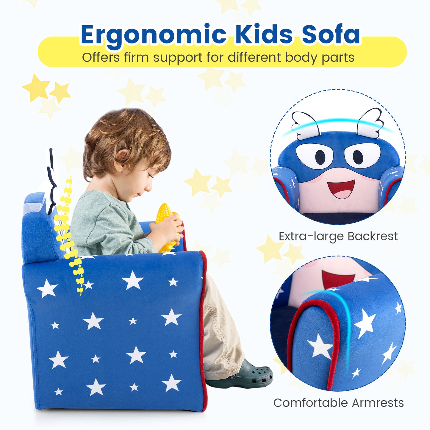 Kids Sofa Chair with Armrests and Thick Cushion