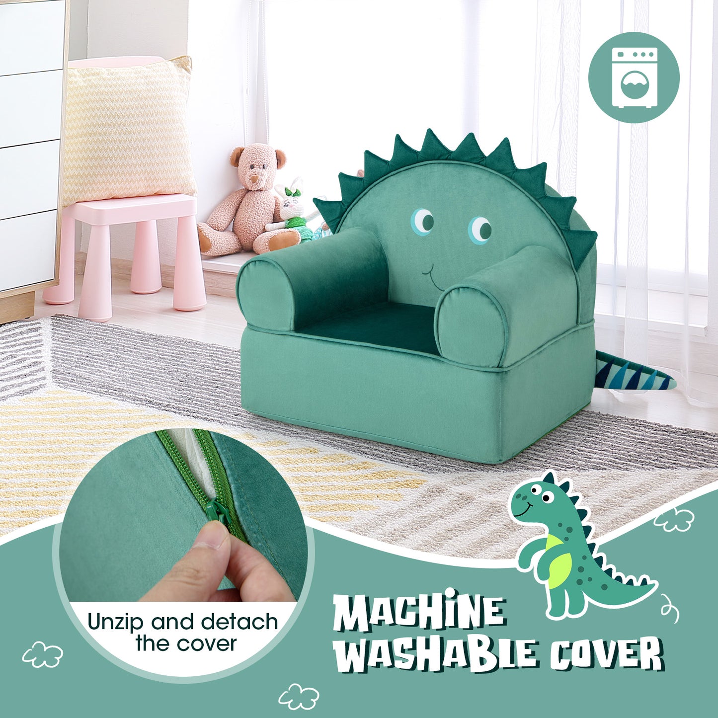 Kids Sofa Chair with Armrests and Thick Cushion