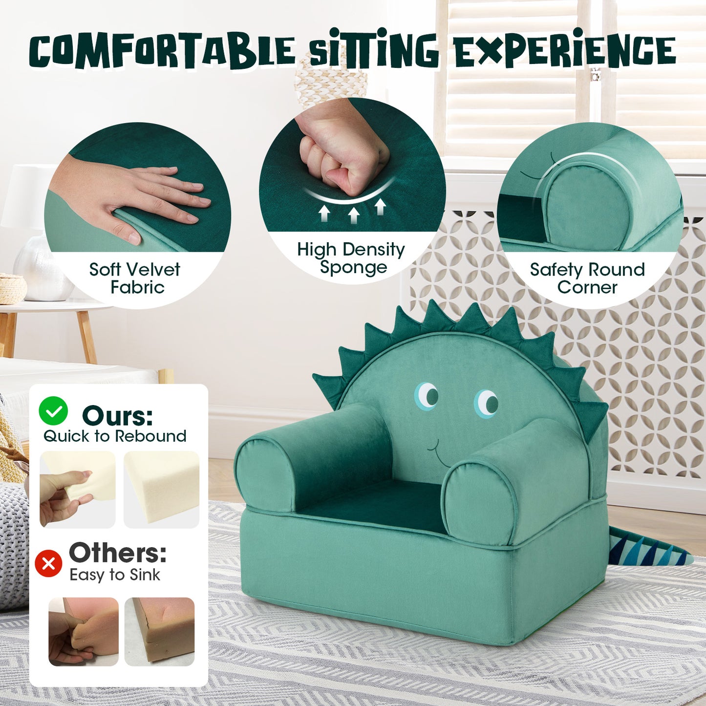 Kids Sofa Chair with Armrests and Thick Cushion
