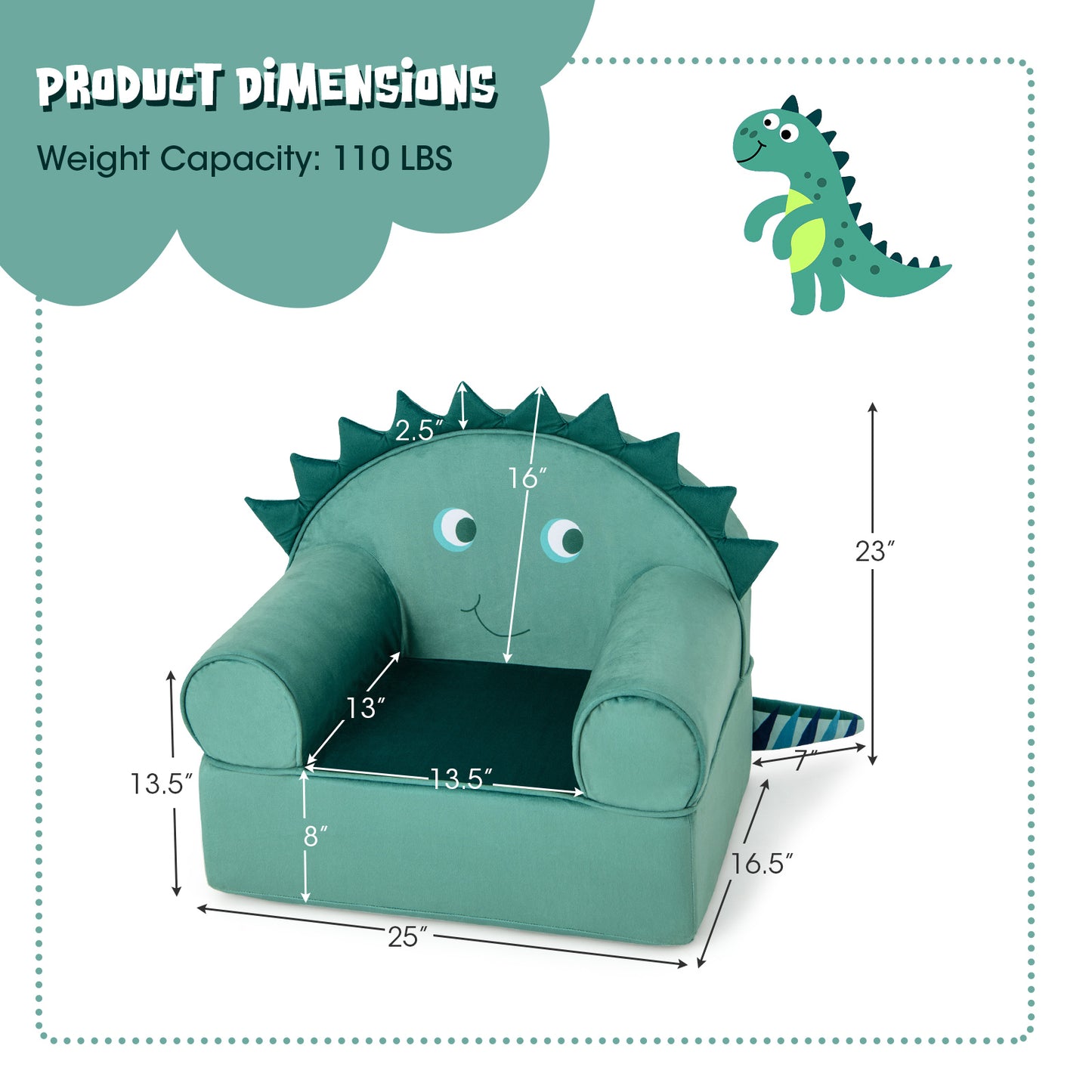 Kids Sofa Chair with Armrests and Thick Cushion