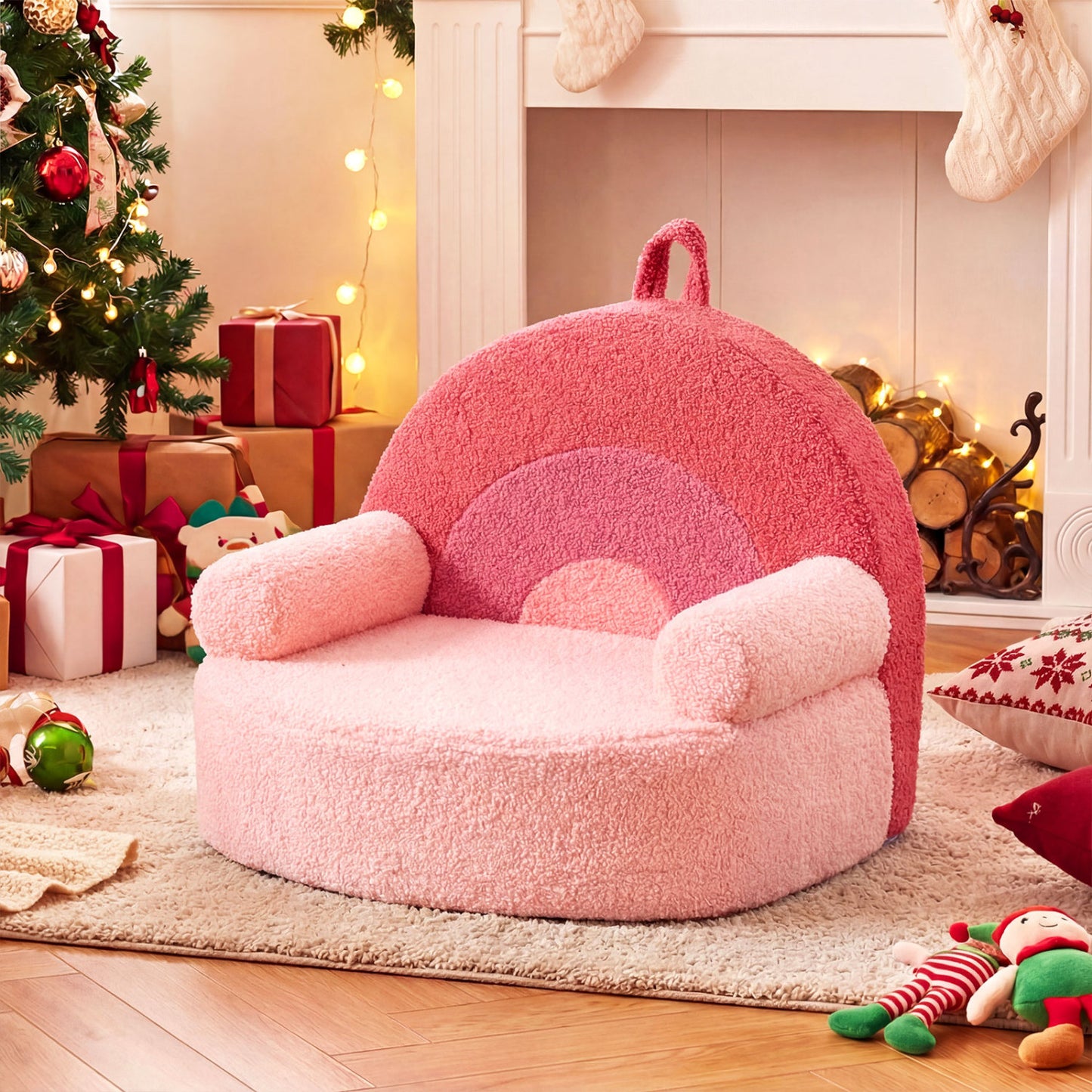 Kids Foam Sofa with Soft Fleece Cover and Armrests