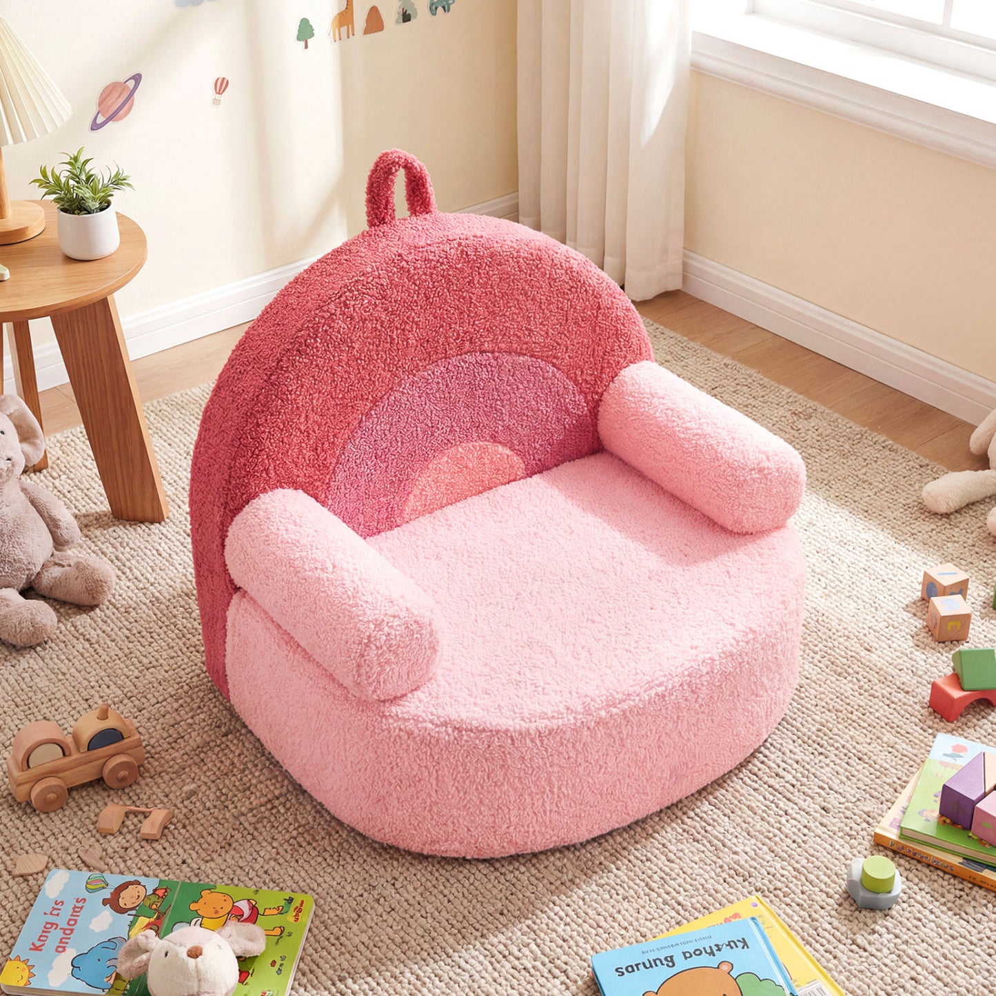 Kids Foam Sofa with Soft Fleece Cover and Armrests