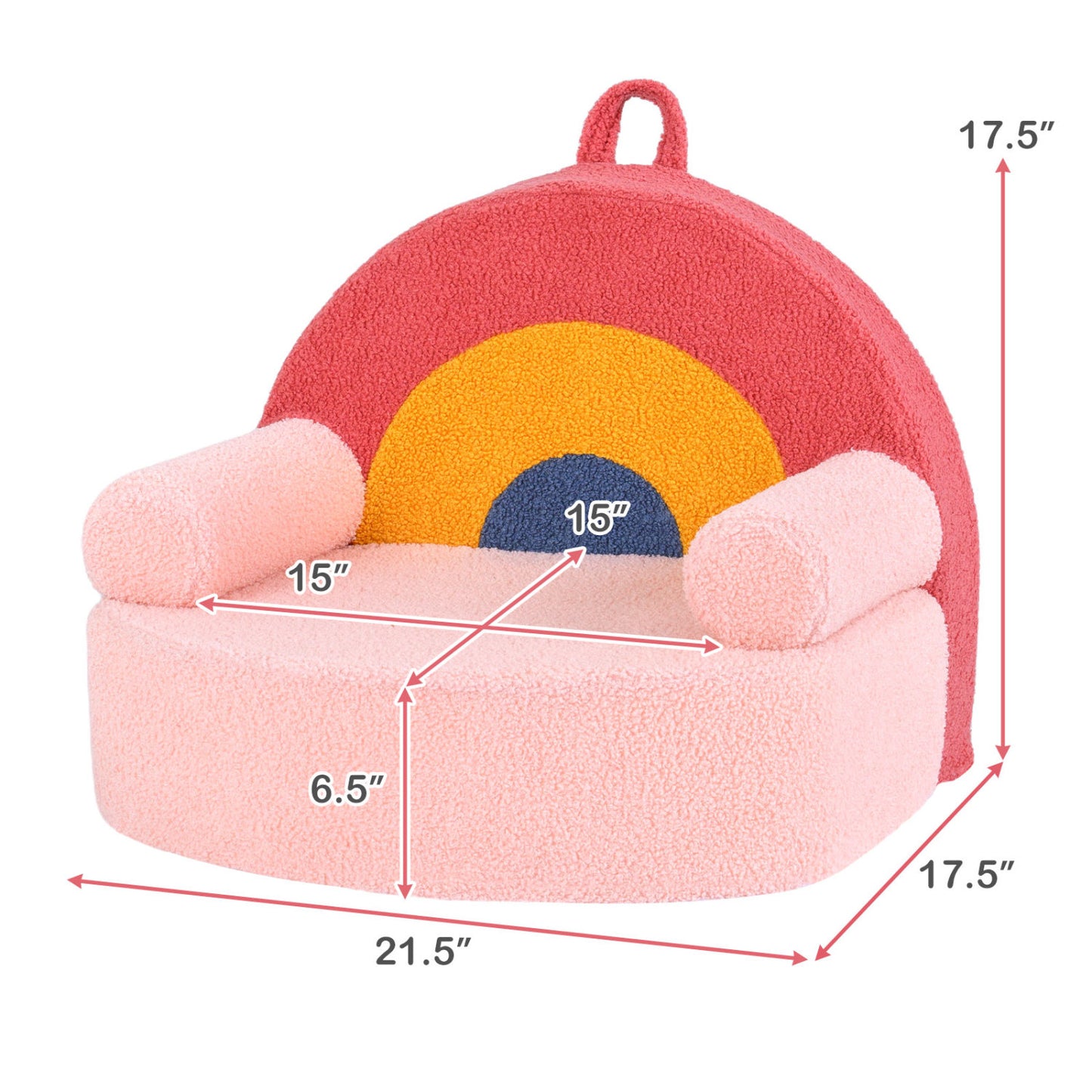 Kids Foam Sofa with Soft Fleece Cover and Armrests