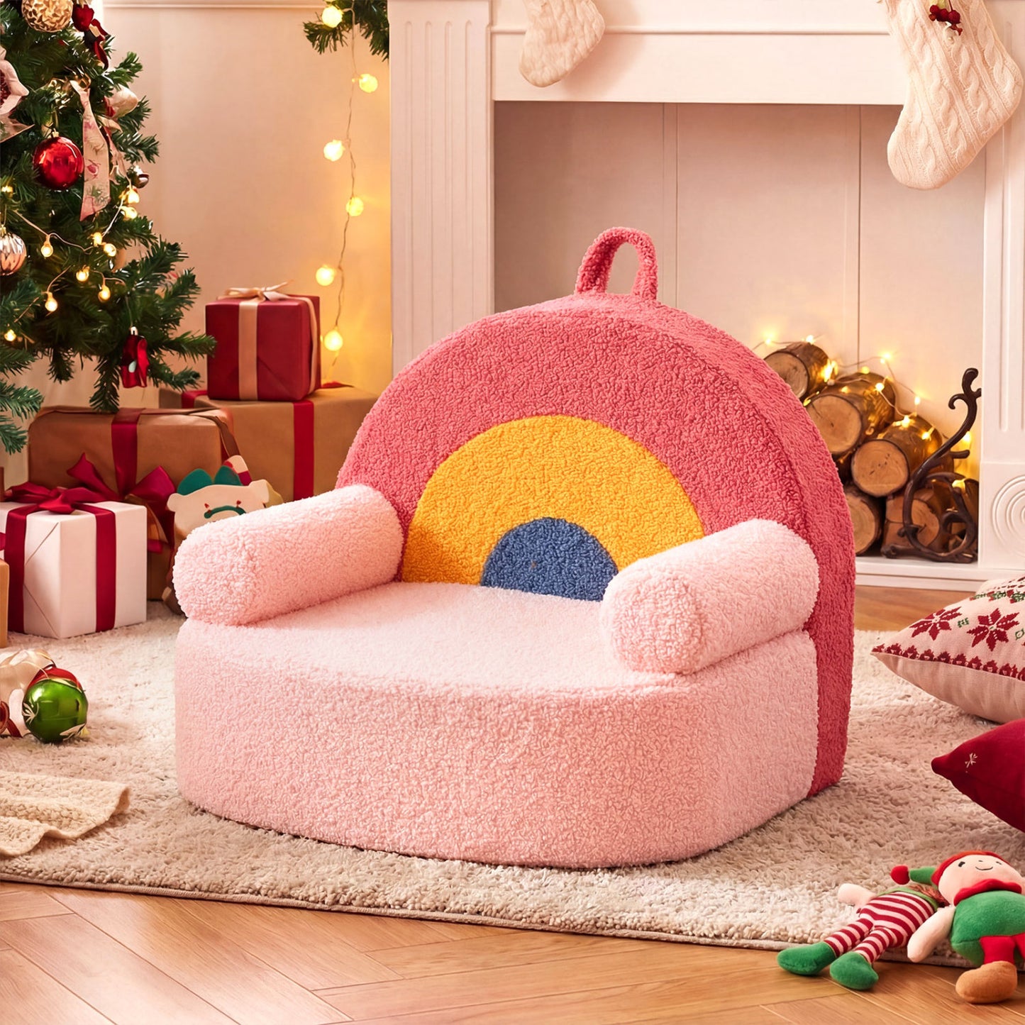 Kids Foam Sofa with Soft Fleece Cover and Armrests