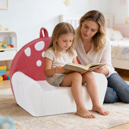 Kids Foam Sofa with Soft Fleece Cover and Armrests