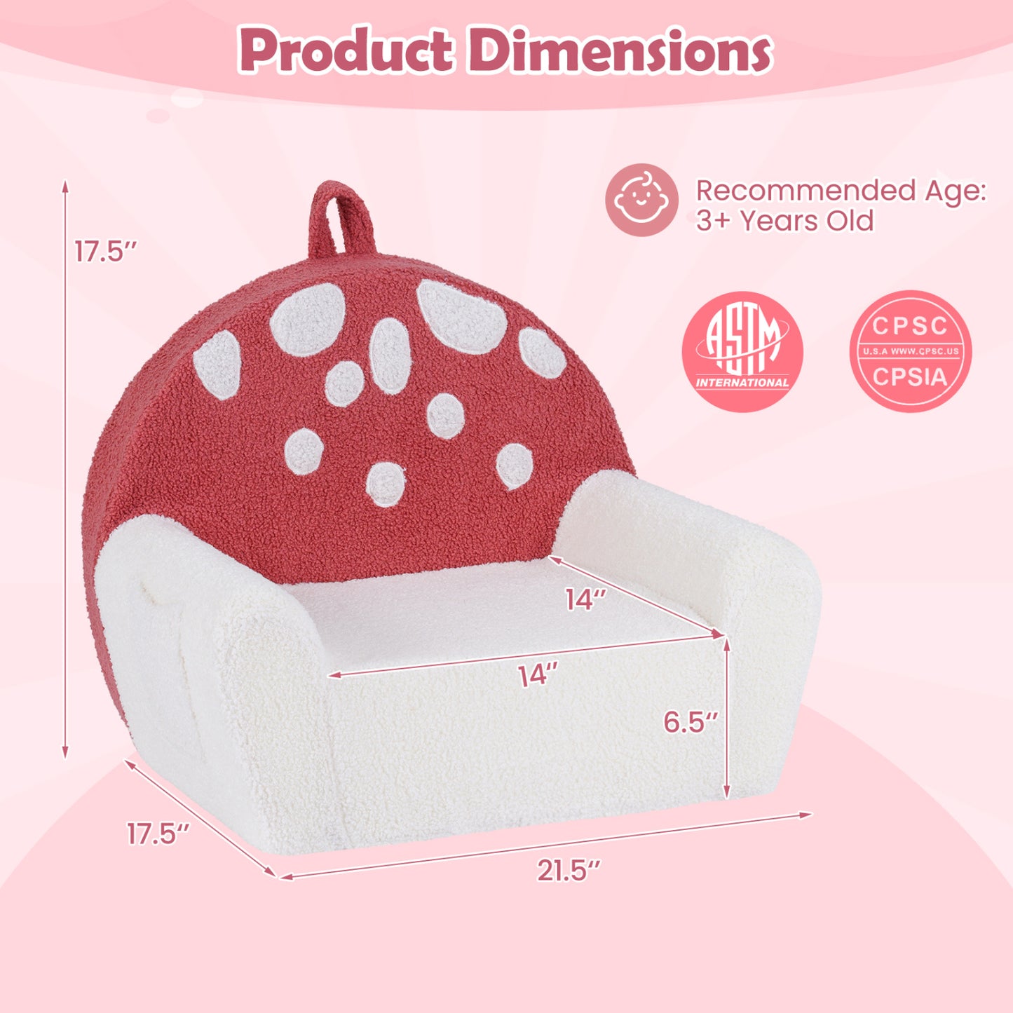 Kids Foam Sofa with Soft Fleece Cover and Armrests