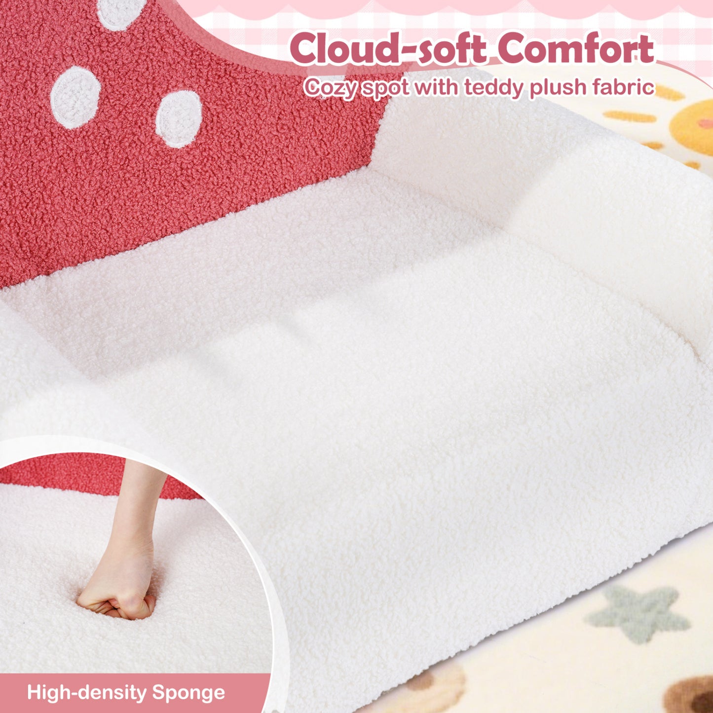 Kids Foam Sofa with Soft Fleece Cover and Armrests