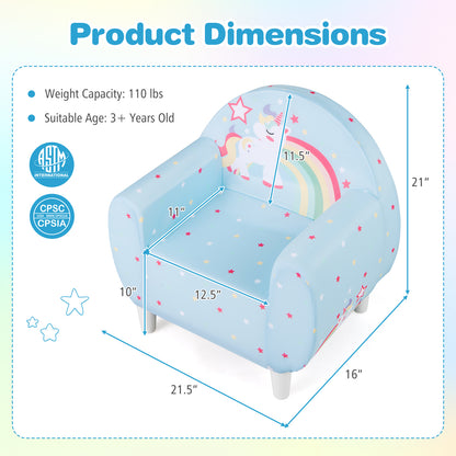 Kids Sofa Chair with Unicorn Pattern and Armrests