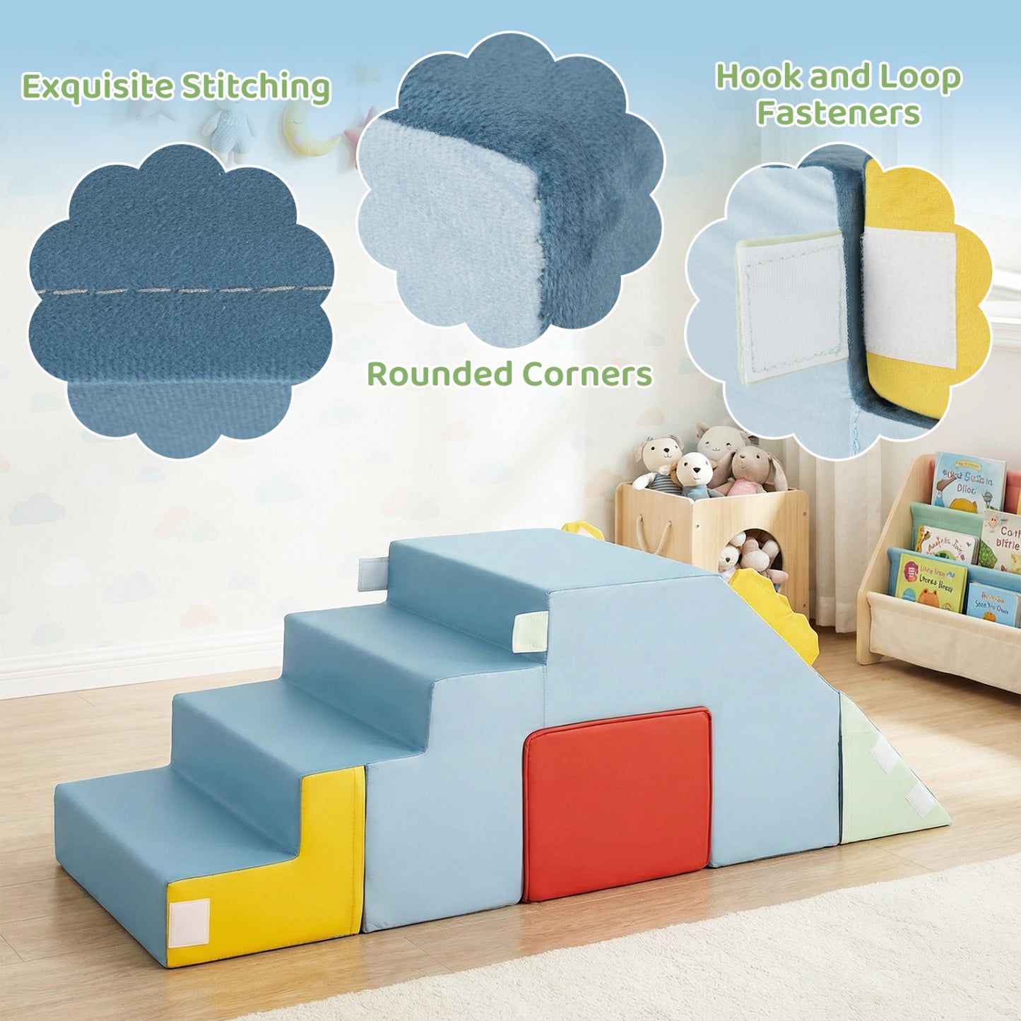 Soft Foam Climber & Slide Set with Velvet Covers