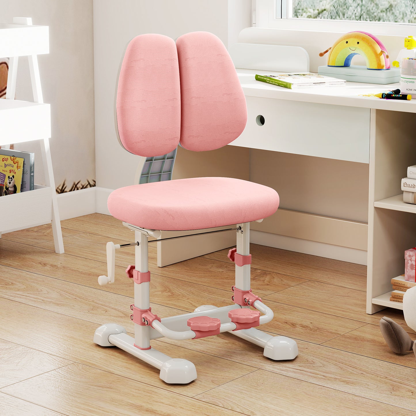 Adjustable Kids Study Chair with Double Backrest and Footrest