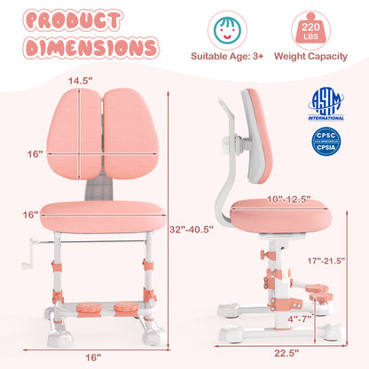 Adjustable Kids Study Chair with Double Backrest and Footrest