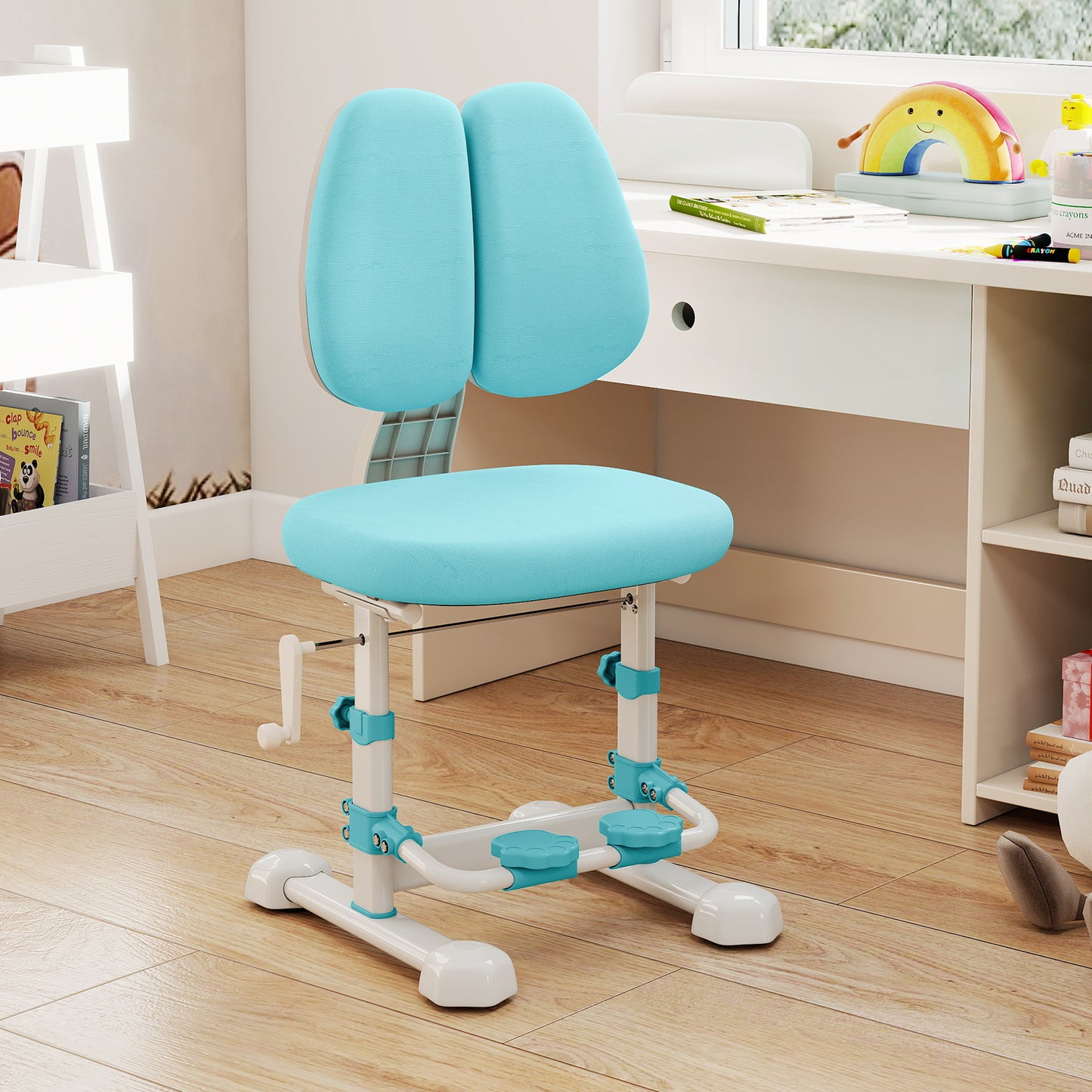 Adjustable Kids Study Chair with Double Backrest and Footrest