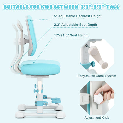 Adjustable Kids Study Chair with Double Backrest and Footrest