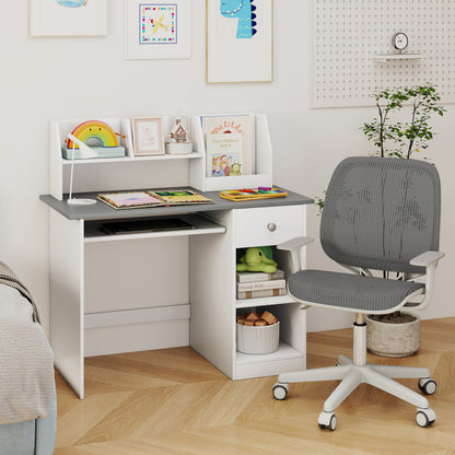 Kids Study Desk with Hutch, Drawer & Keyboard Tray