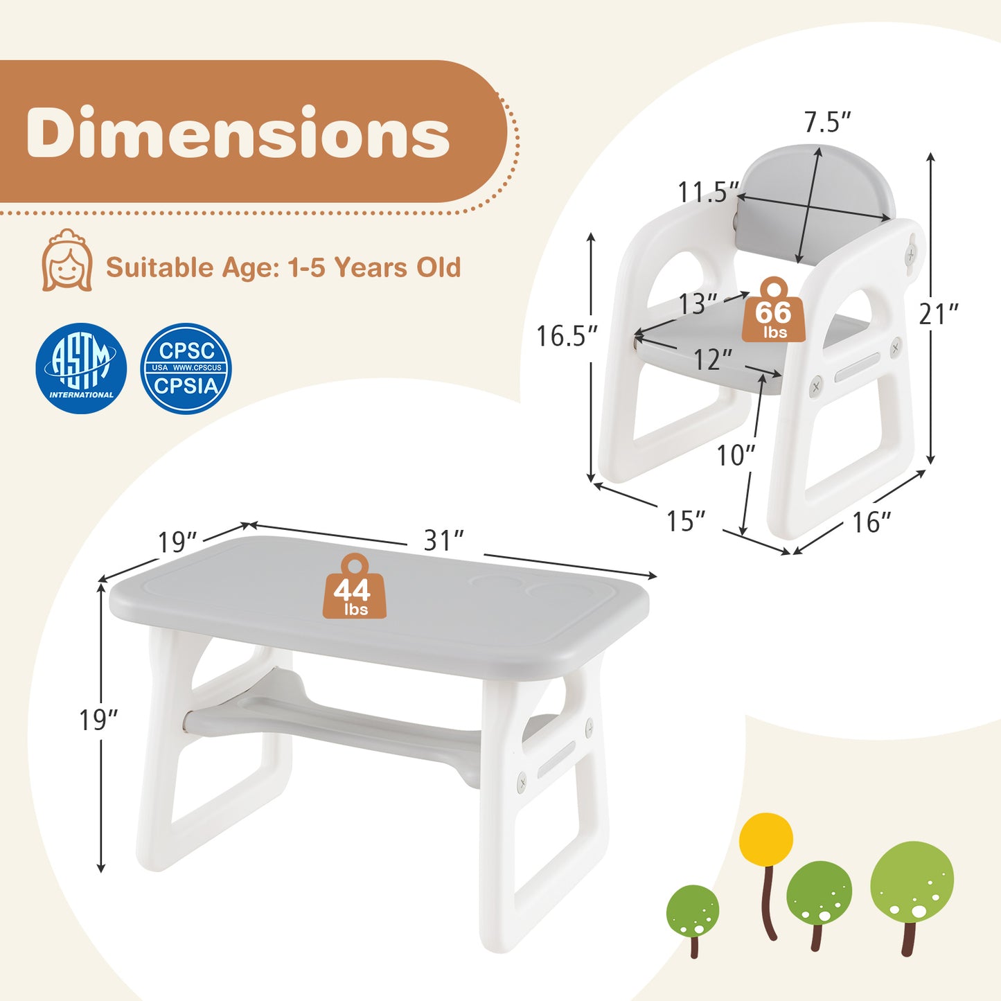 Kids Table and Chair Set with Building Blocks