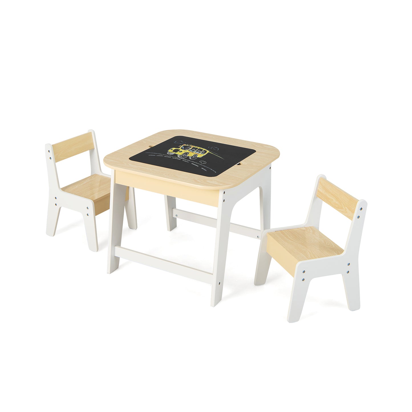 Kids Table and Chair Set with Double-Sided Tabletop