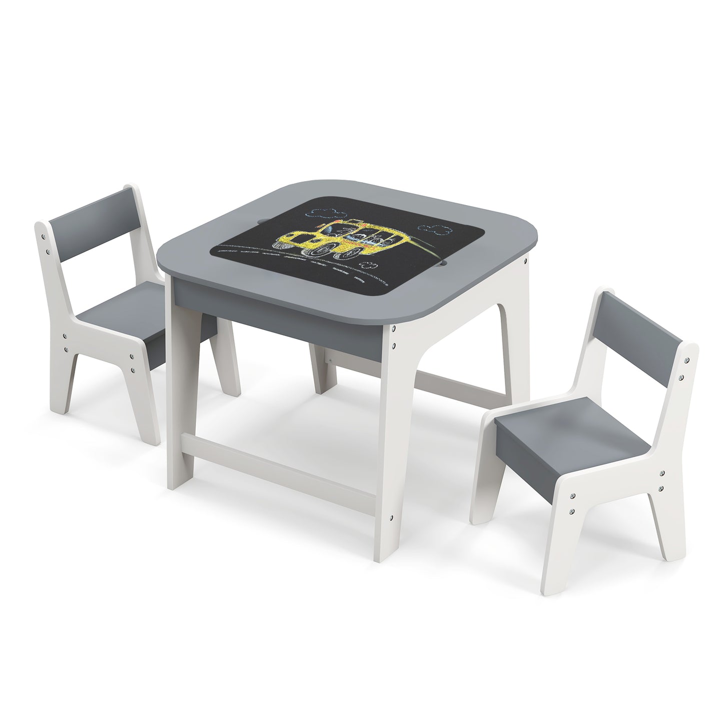 Kids Table and Chair Set with Double-Sided Tabletop