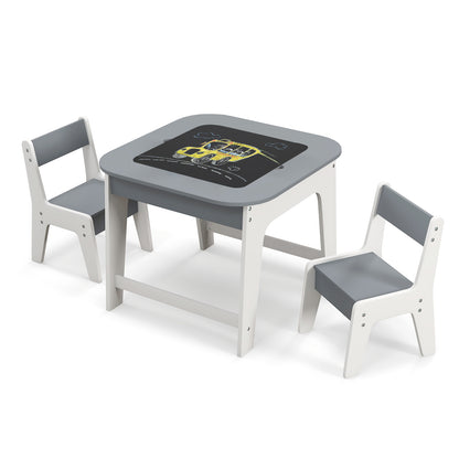 Kids Table and Chair Set with Double-Sided Tabletop