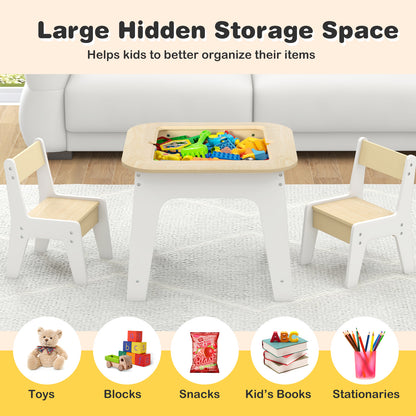 Kids Table and Chair Set with Double-Sided Tabletop