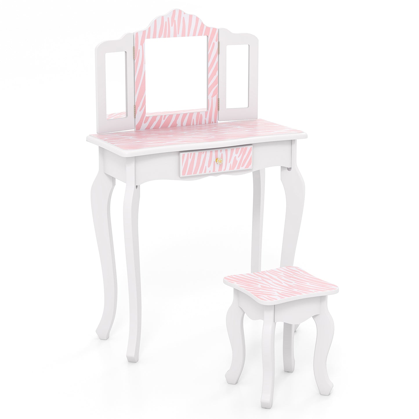 Kids Vanity Set with Drawer and Mirror - Pink