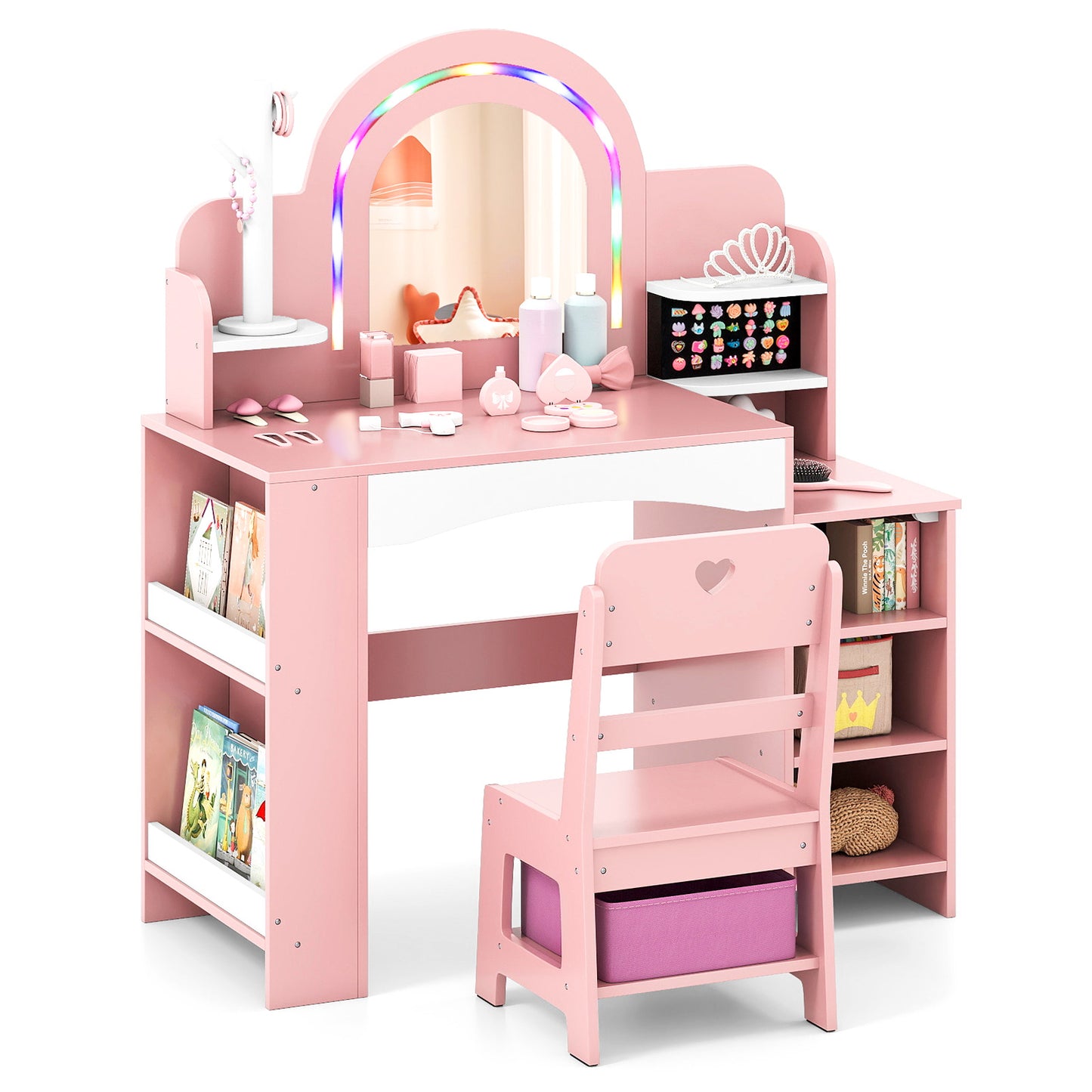 Kids Vanity Set with LED Mirror and Chair