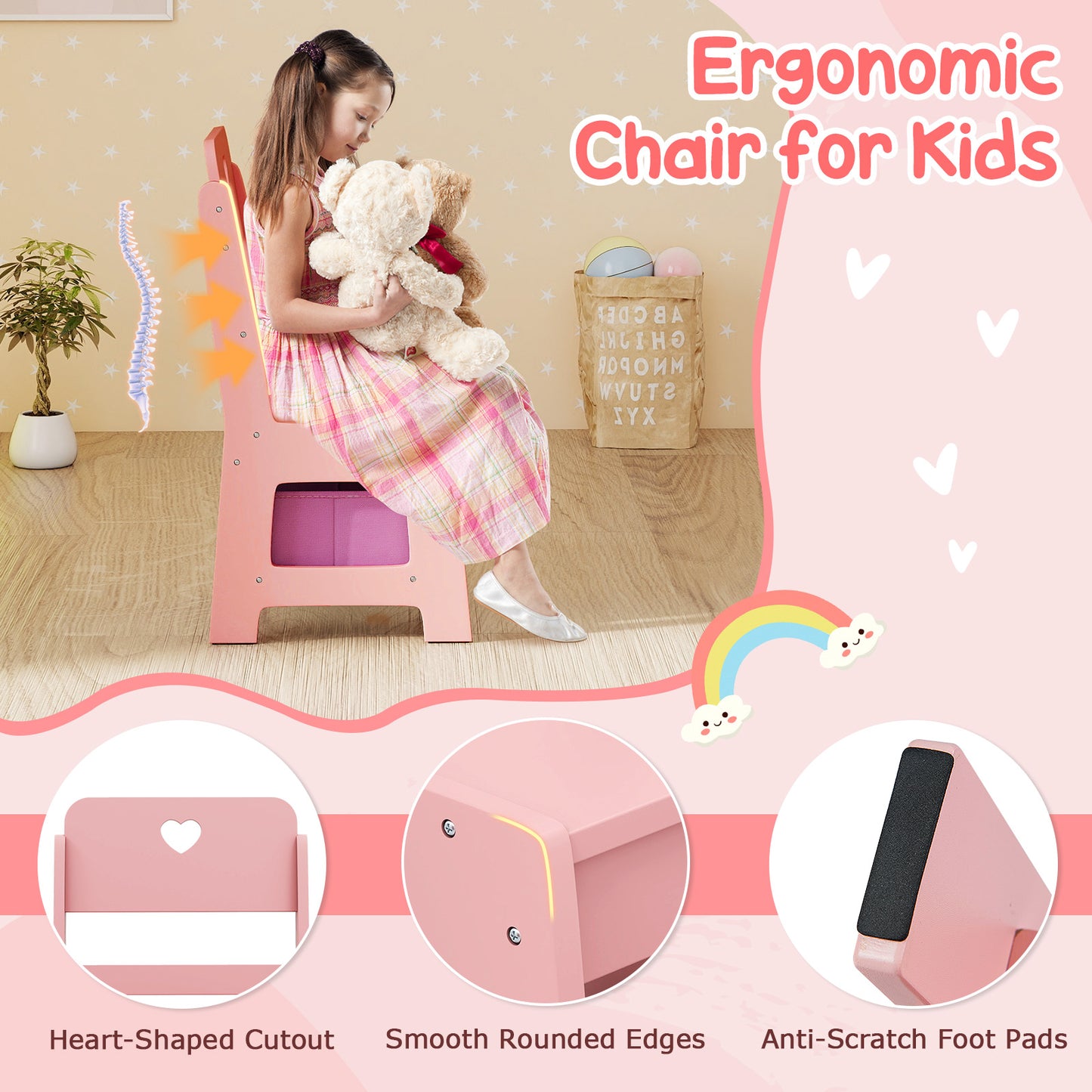 Kids Vanity Set with LED Mirror and Chair