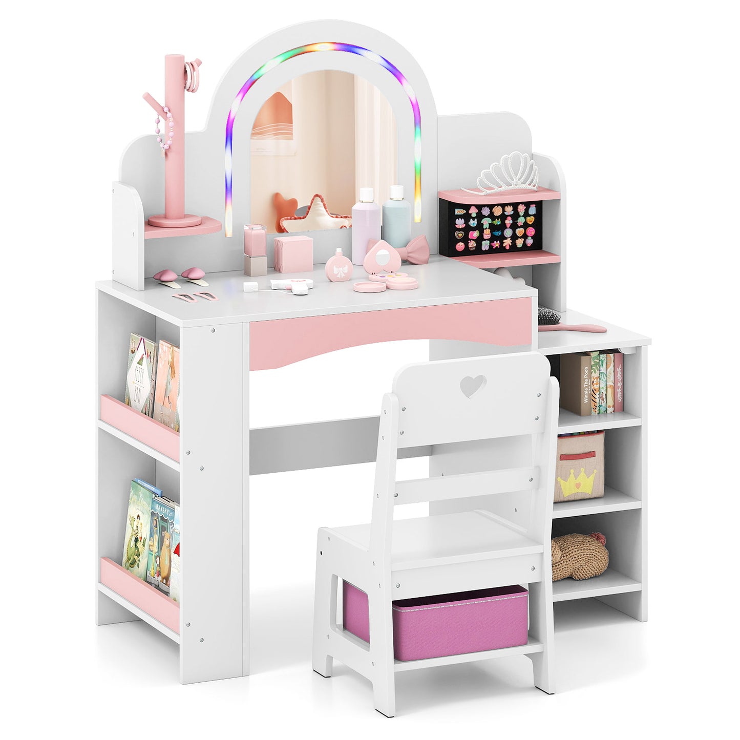 Kids Vanity Set with LED Mirror and Chair