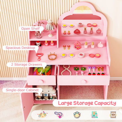 Kids Vanity Table and Chair Set with Cloud-Shaped Mirror