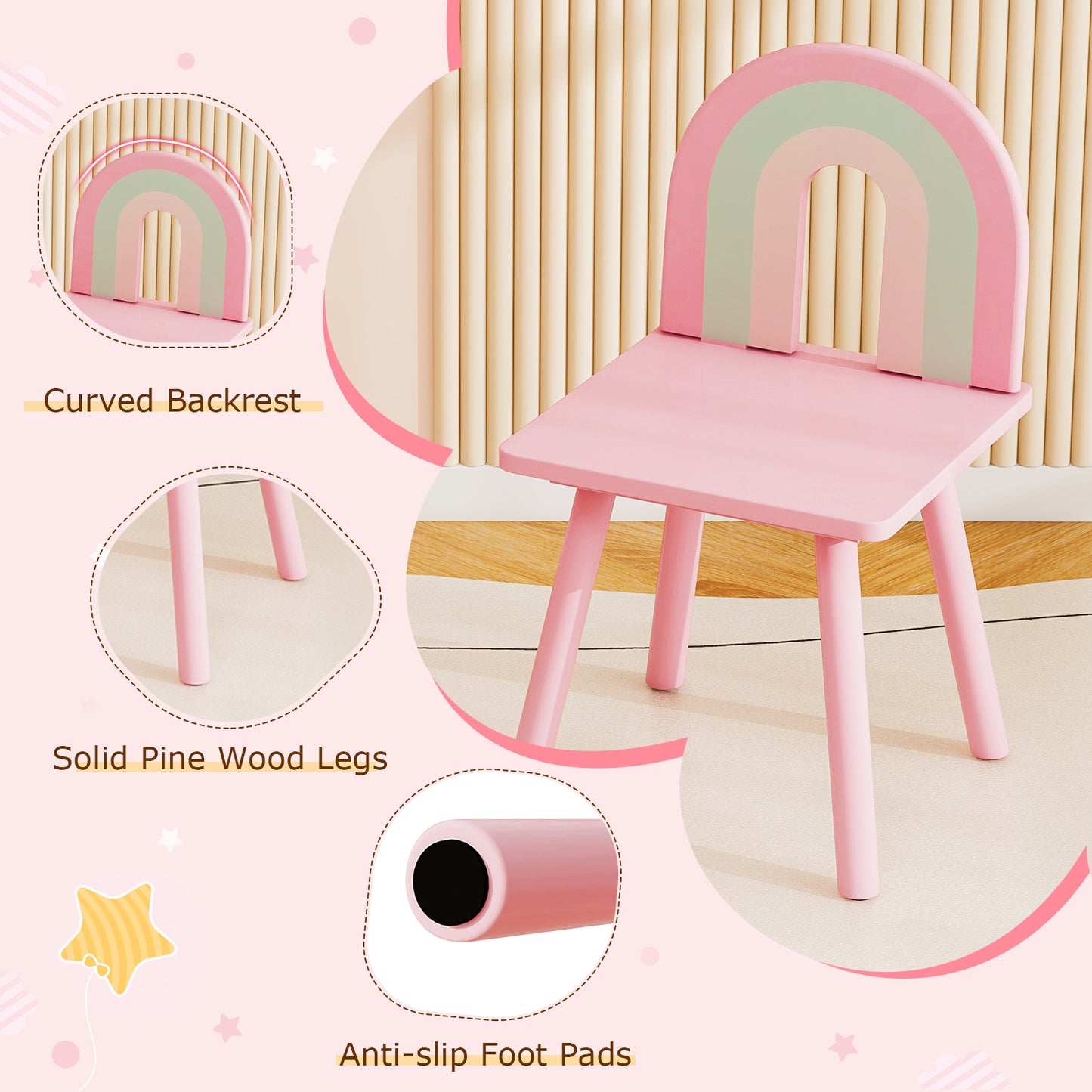 Kids Vanity Table and Chair Set with Cloud-Shaped Mirror