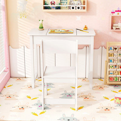 Kids Vanity Table and Chair Set with Flip Top Mirror