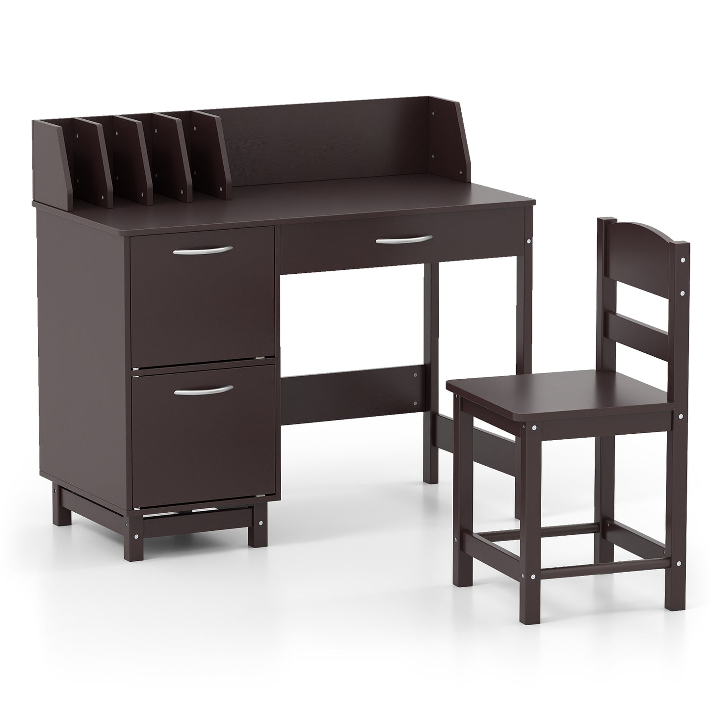 Kids Writing Desk and Chair Set with Storage Drawer
