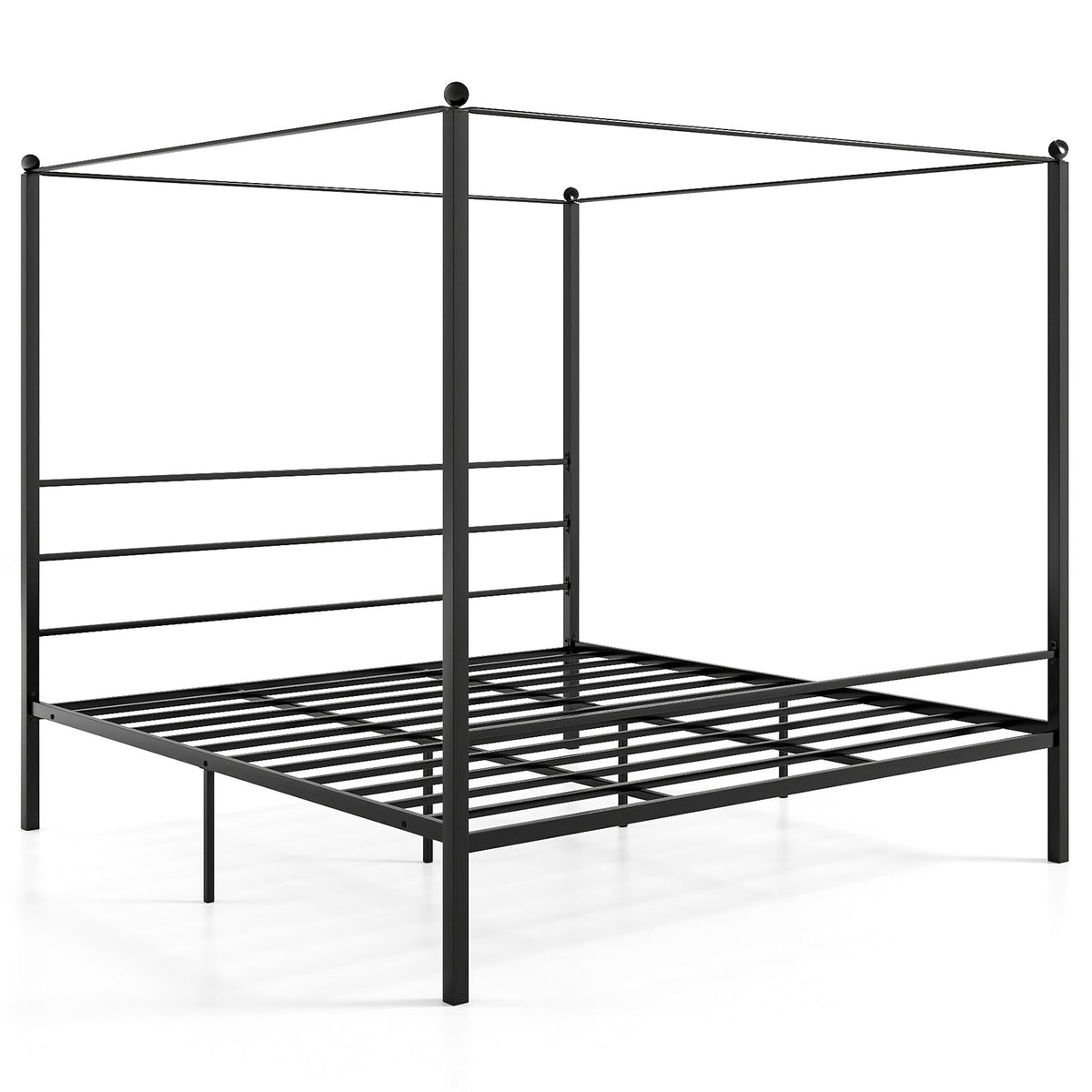 Twin/Full/Queen Size Metal Canopy Bed Frame with Slat Support