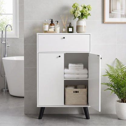Kitchen Buffet Cabinet with 1 Drawer 2 Doors and Adjustable Shelf-White