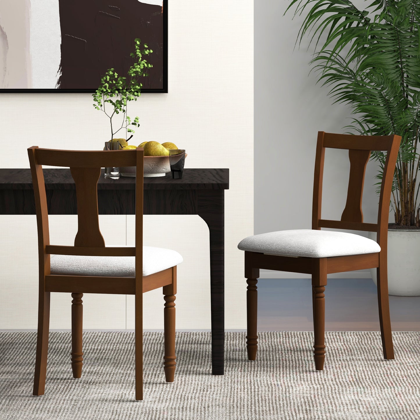 Dining Chair with Storage Compartment and Linen Upholstery
