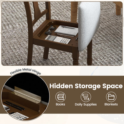 Dining Chair with Storage Compartment and Linen Upholstery