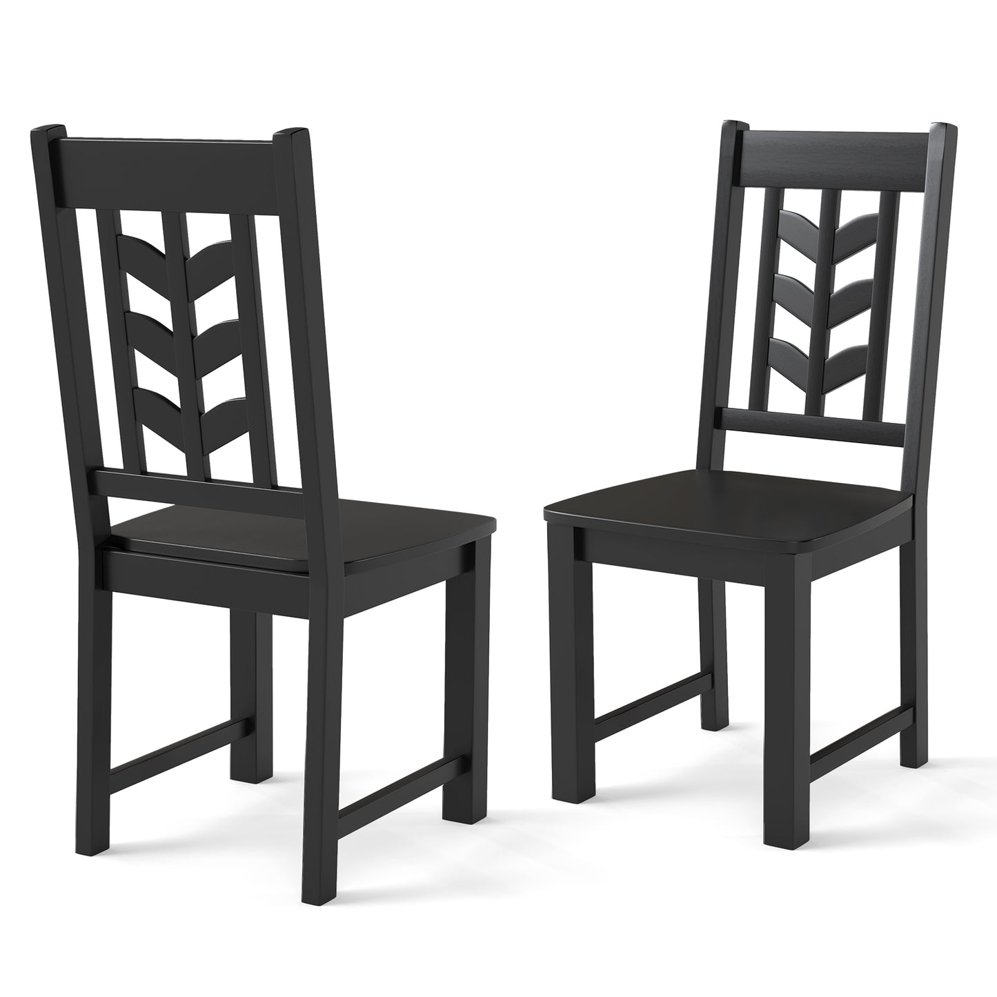 Wooden Dining Chairs Set of 2 with High Back and Leaf Design