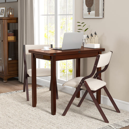 Expandable Dining Table Set for 2 with Folding Chairs