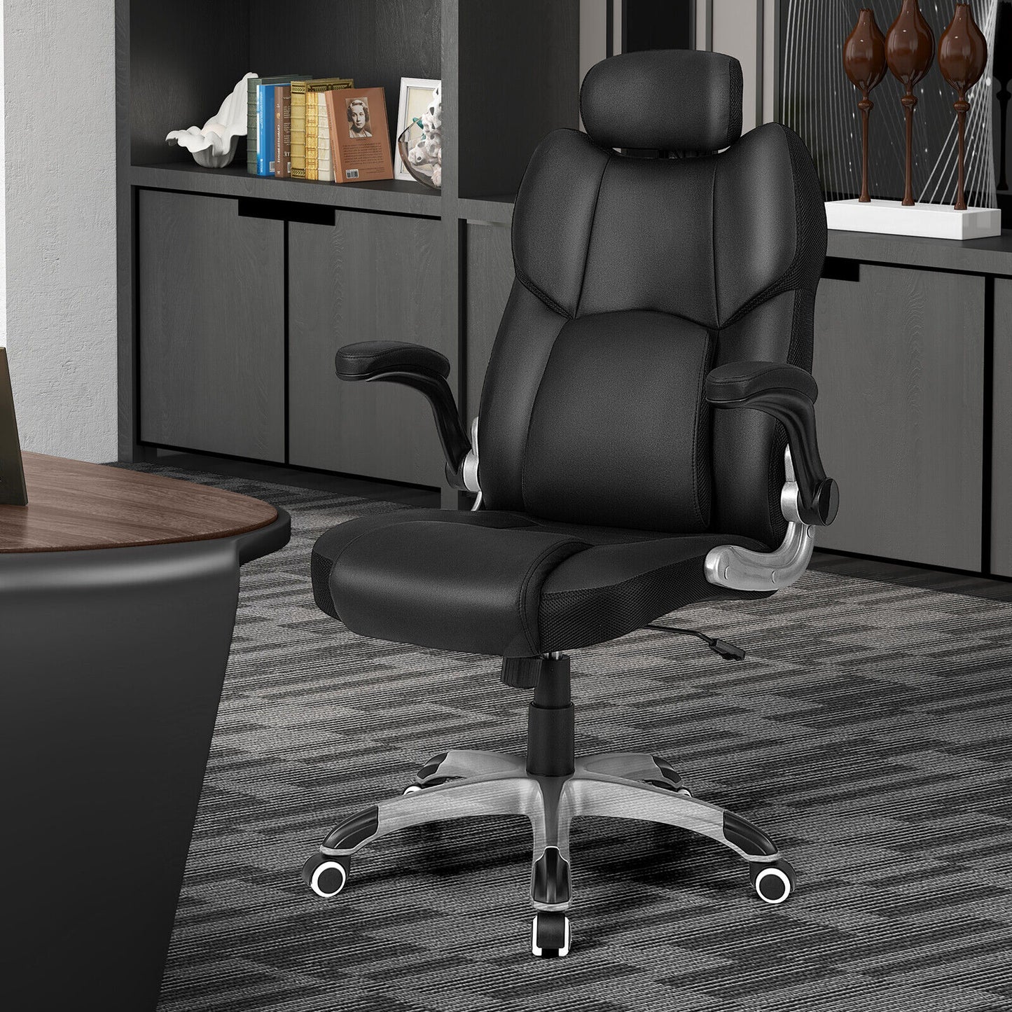 Executive Office Chair with Kneading Massage and Adjustable Headrest
