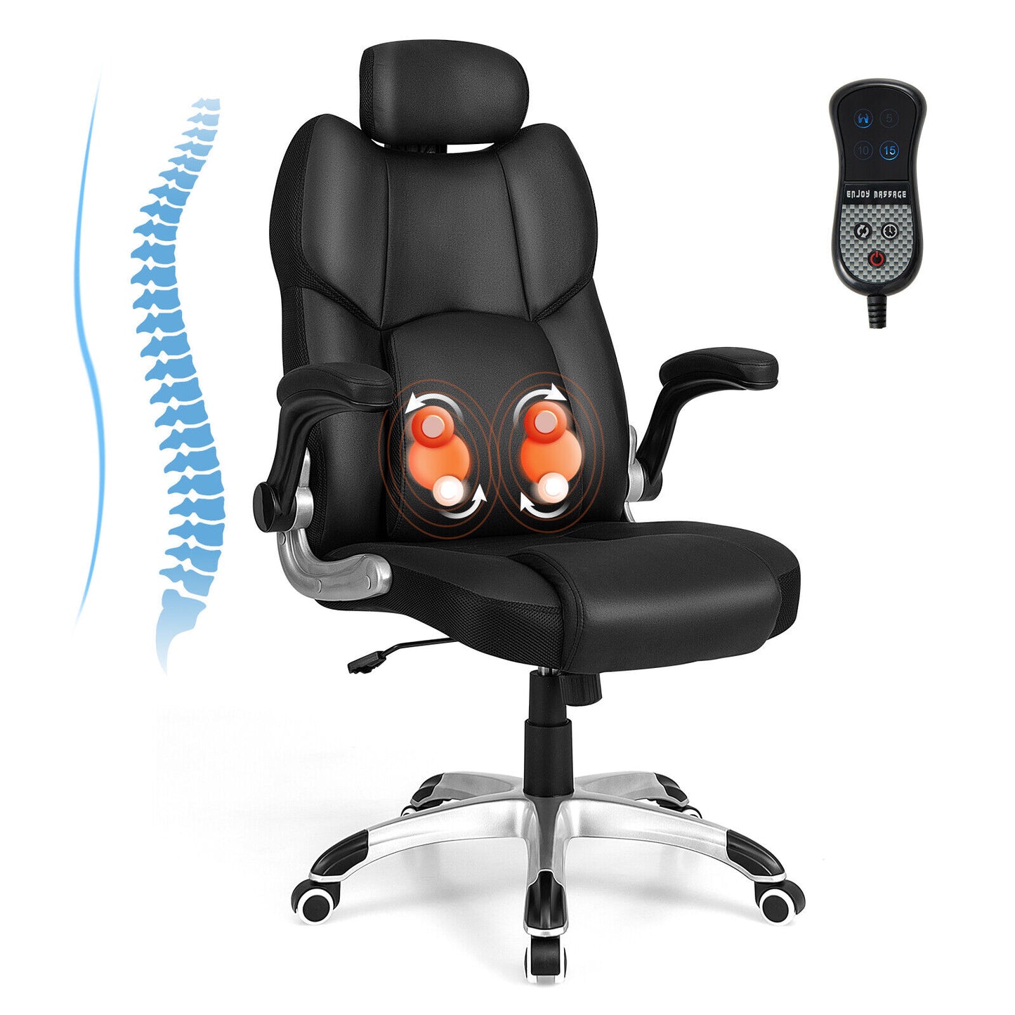 Executive Office Chair with Kneading Massage and Adjustable Headrest