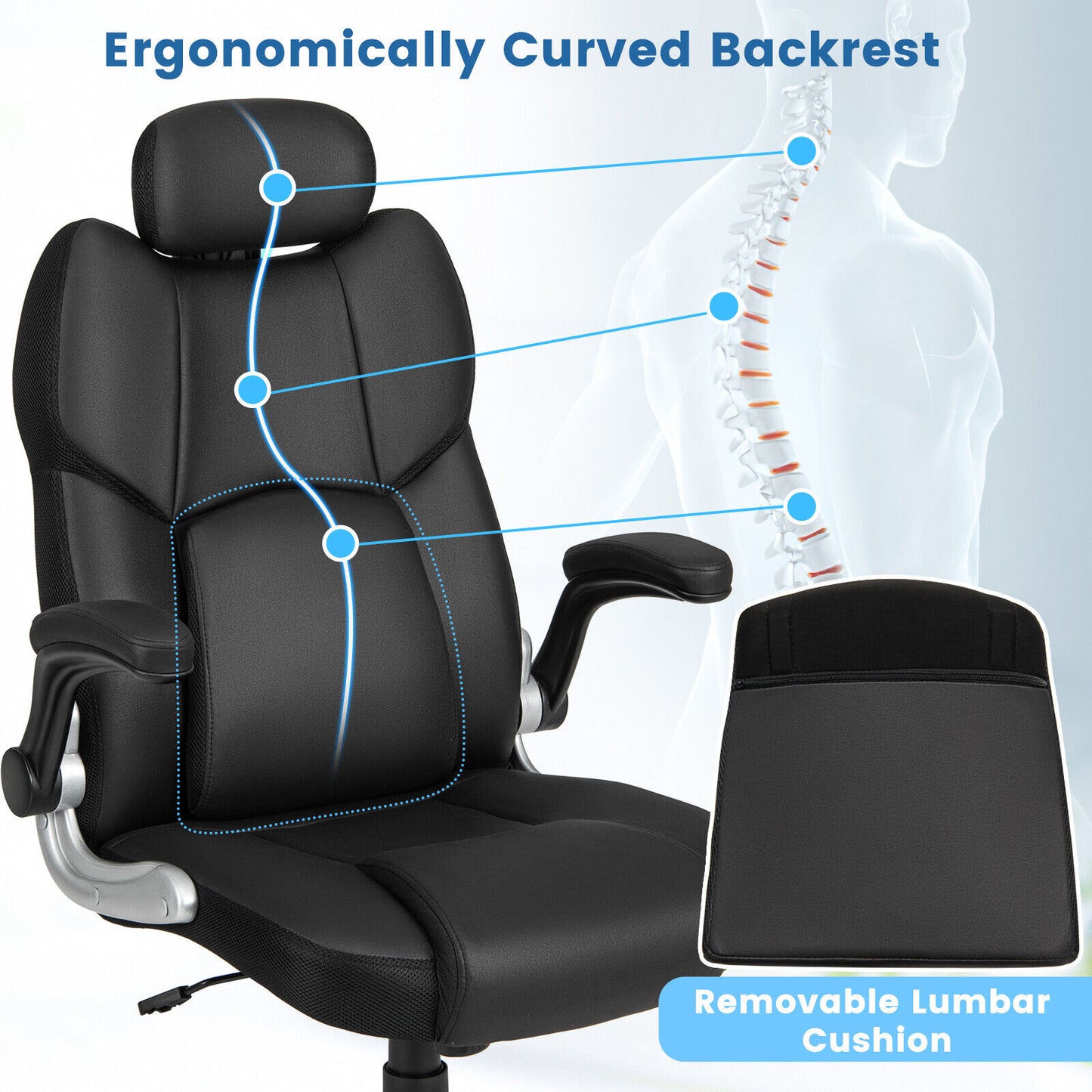 Executive Office Chair with Kneading Massage and Adjustable Headrest