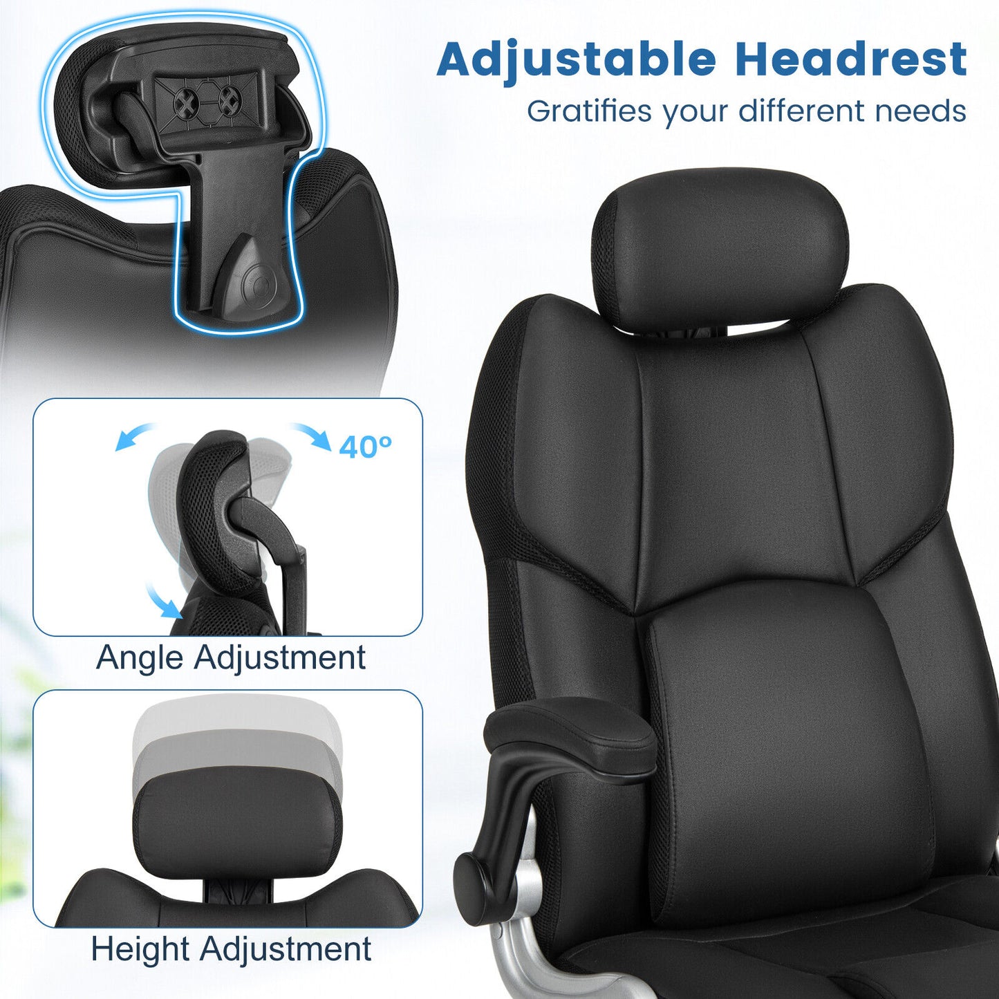Executive Office Chair with Kneading Massage and Adjustable Headrest