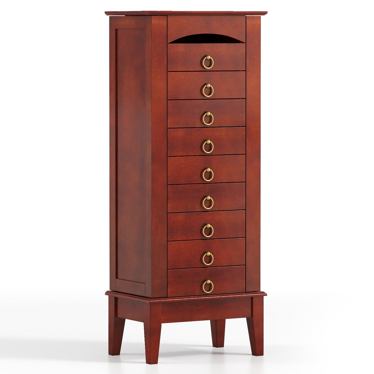 Jewelry Storage Cabinet with 9 Drawers and Flip-Top Mirror
