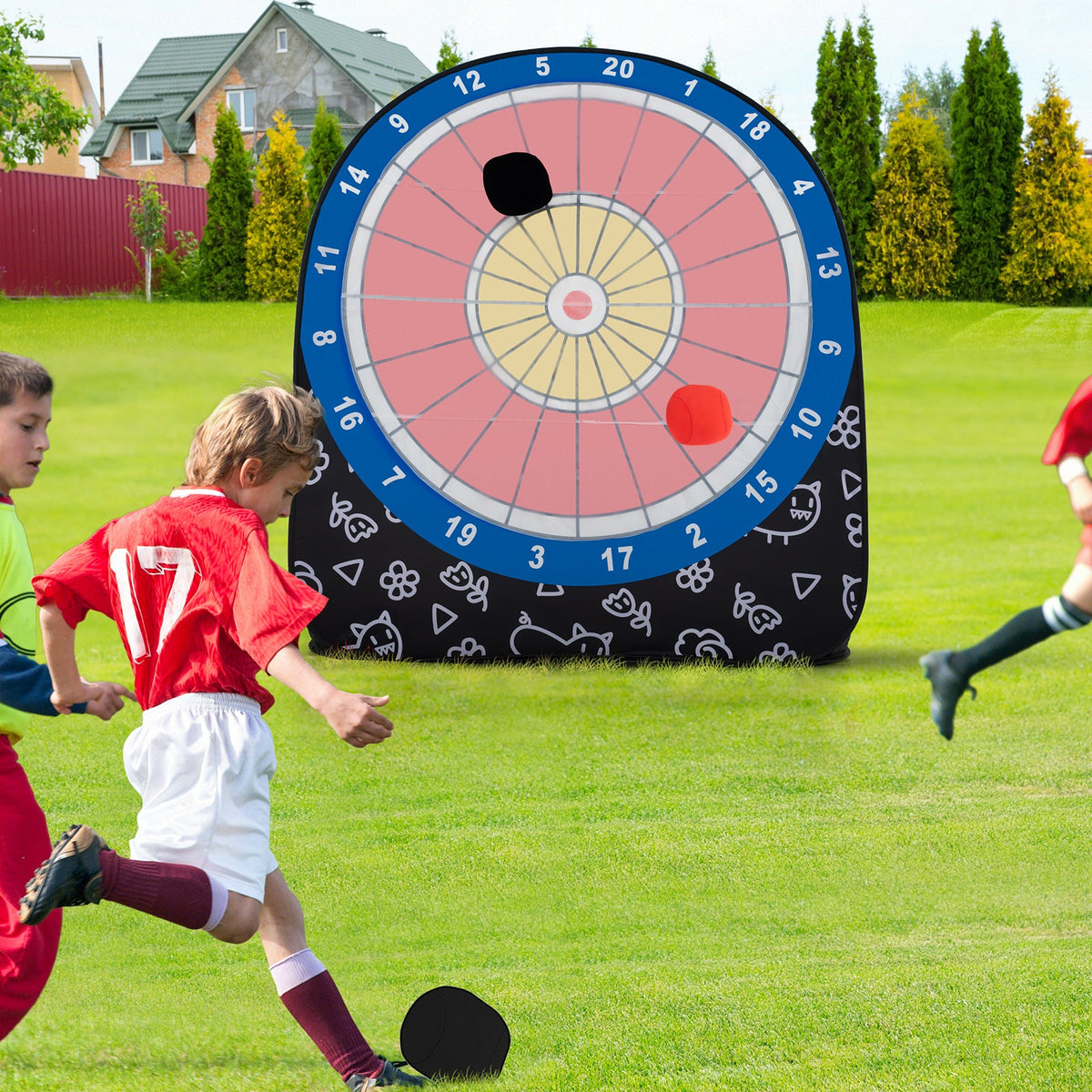 Large Dart Board for Kids with 4 Kick Balls