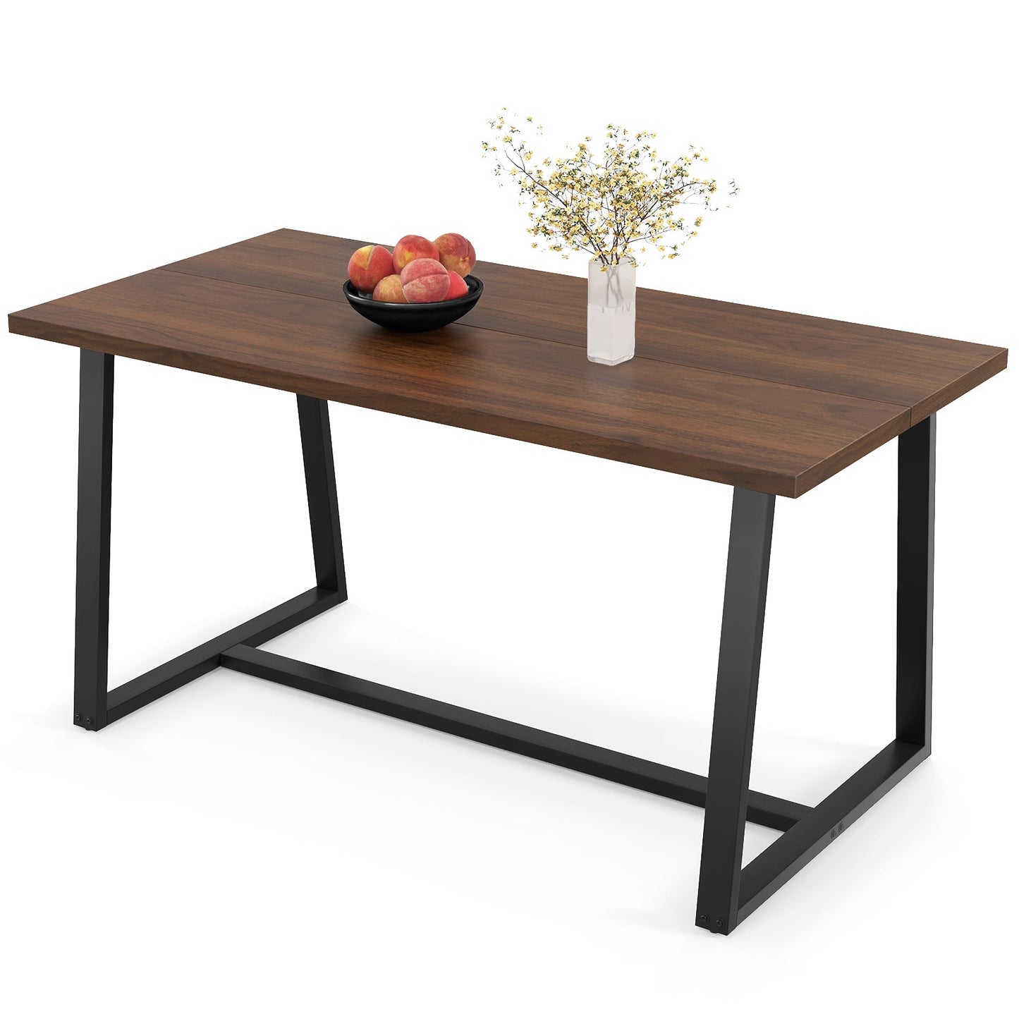 Large Dining Table with Heavy-duty Metal Frame and Anti-slip Foot Pads