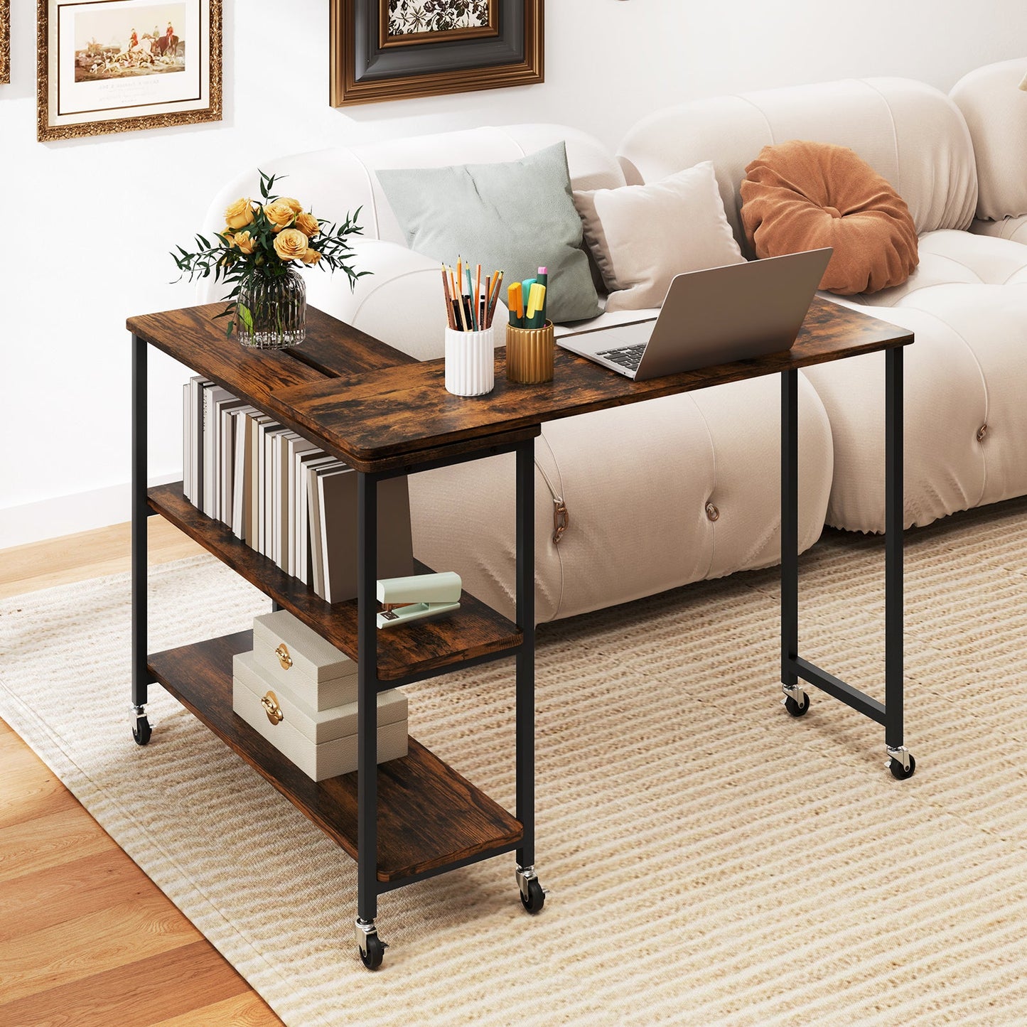 43.5" Coffee Table 2-Tier with Open Storage Shelf