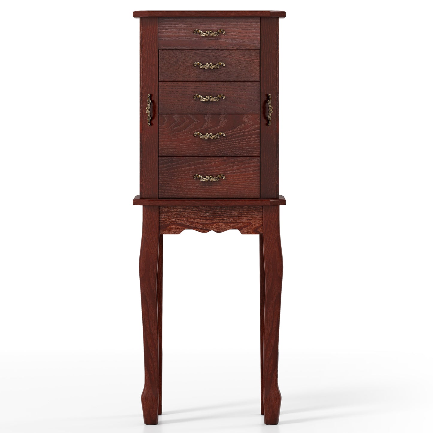 Jewelry Armoire with 5 Drawers and Mirror